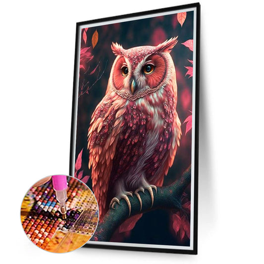 Pink Owl 40*70Ccm(canvas) full round drill diamond painting