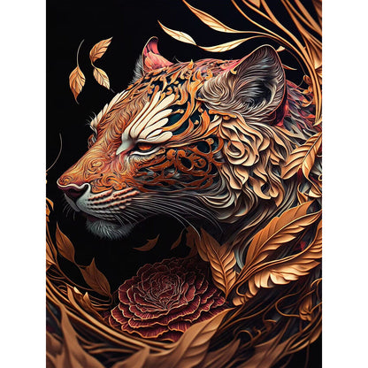 Retro Flower Tiger 30*40Ccm(canvas) full round drill diamond painting