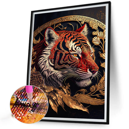 Retro Flower Tiger 30*40Ccm(canvas) full round drill diamond painting