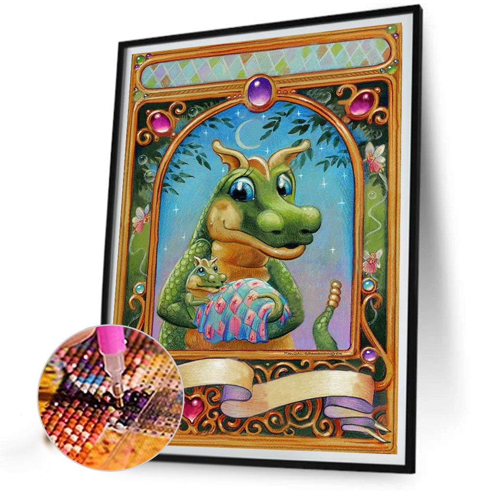 Dinosaur Mother And Her Baby-O630*40cm(canvas) full-round drill diamond painting