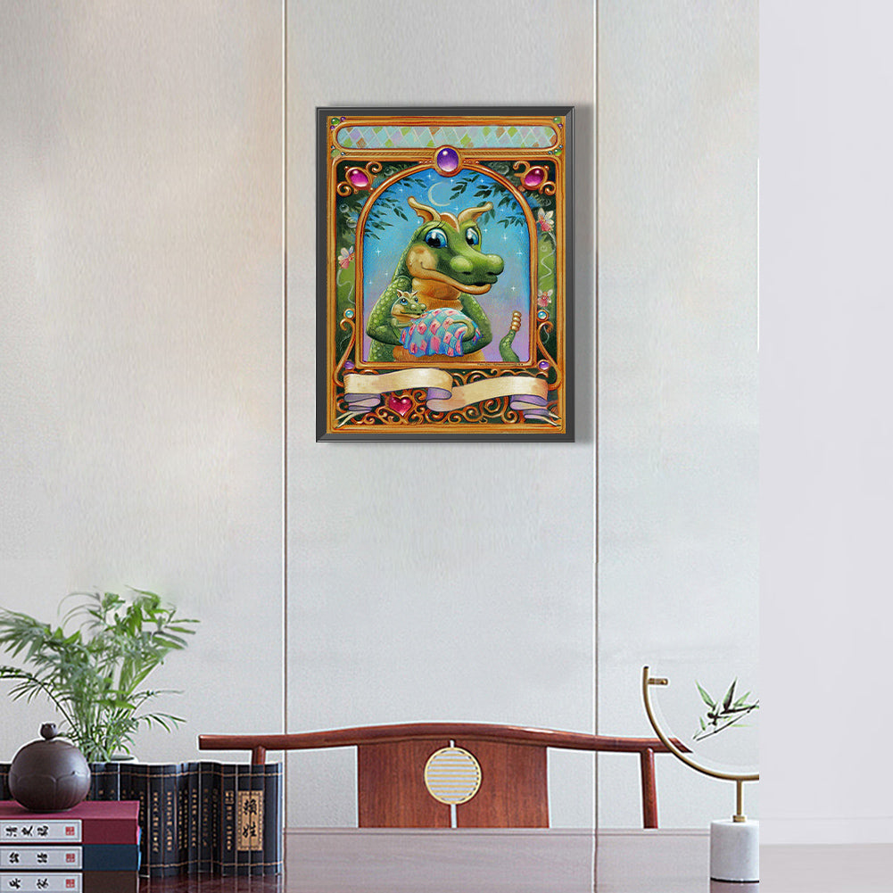 Dinosaur Mother And Her Baby-O630*40cm(canvas) full-round drill diamond painting