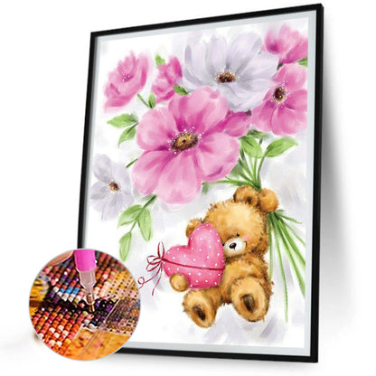 Bear Holding Heart-O630*40cm(canvas) full-round drill diamond painting