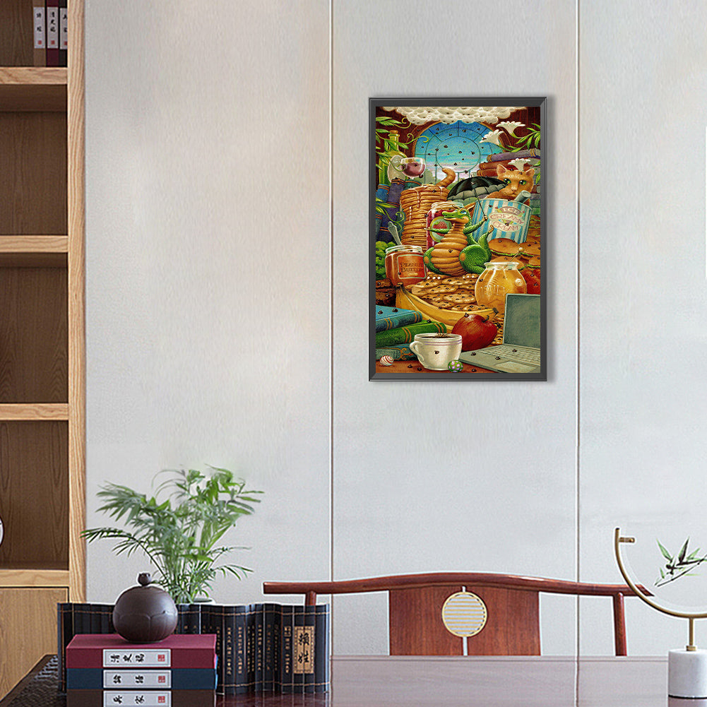 Fun Little Dinosaur-O630*50cm(canvas) full-round drill diamond painting