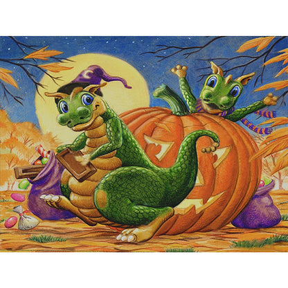 Green Dinosaur-O640*30cm(canvas) full-round drill diamond painting