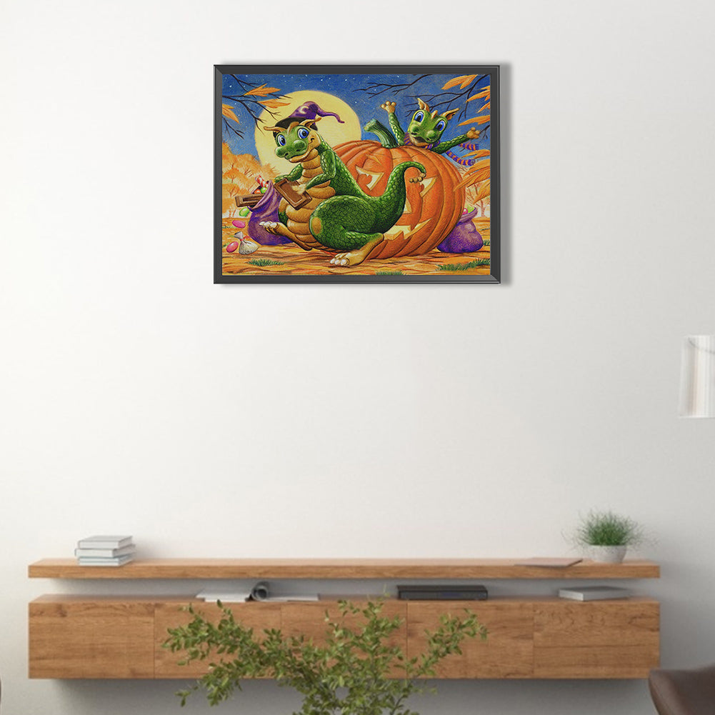 Green Dinosaur-O640*30cm(canvas) full-round drill diamond painting