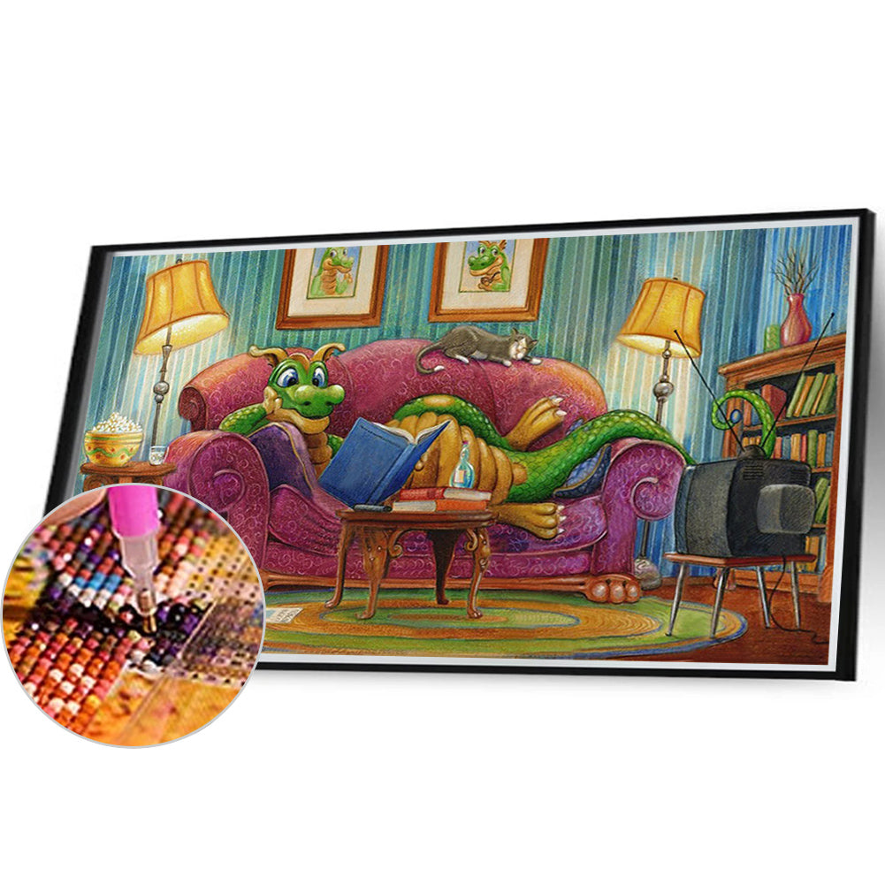 Green Dinosaur-O640*30cm(canvas) full-round drill diamond painting