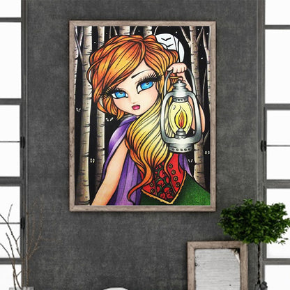 Cartoon Little Girl 30*40Ccm(canvas) full round drill diamond painting