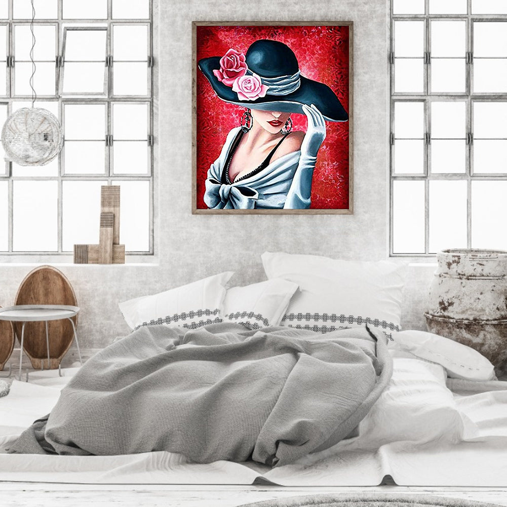 Elegant Lady 45*50Ccm(canvas) full round drill diamond painting