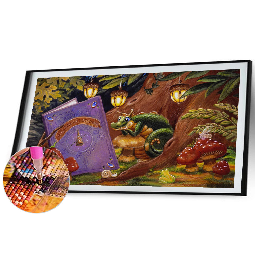 Little Dragon Reading - Full Square Drill Diamond Painting 50*30CM
