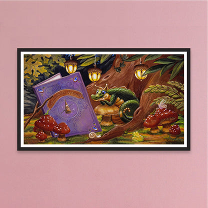 Little Dragon Reading - Full Square Drill Diamond Painting 50*30CM