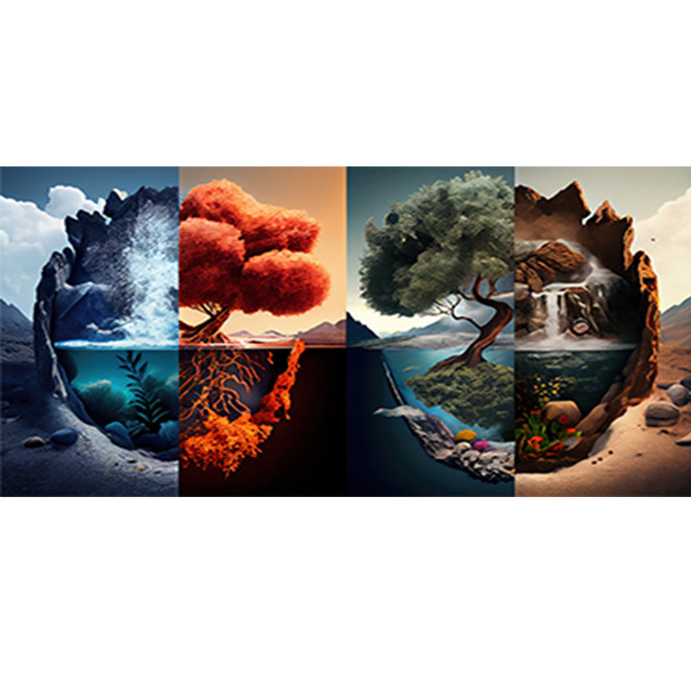 Four Seasons Of Yin And Yang 80*40Ccm(canvas) full round drill diamond painting