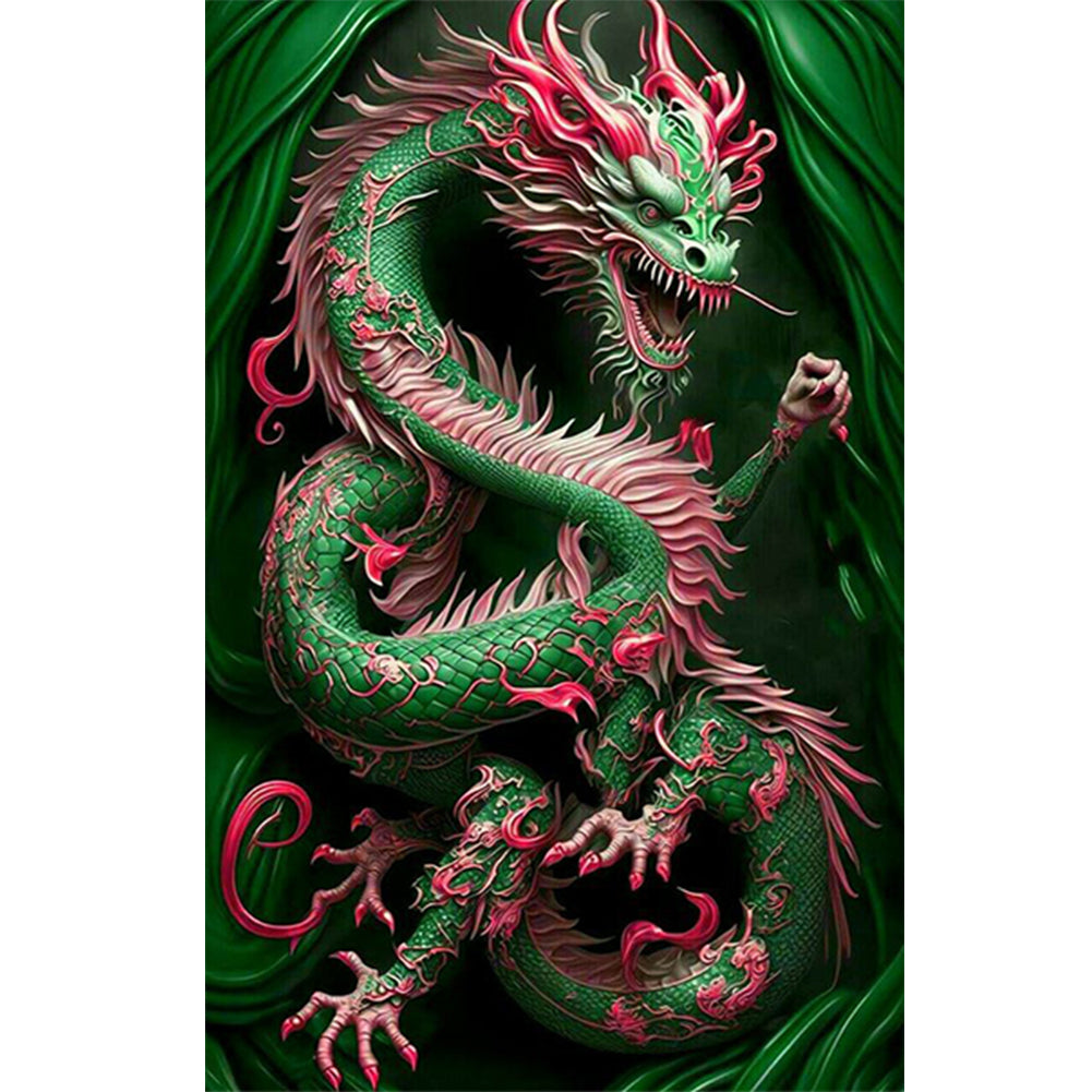 Ferocious Green Dragon - Full Square Drill Diamond Painting 45*70CM