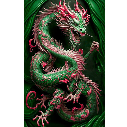 Ferocious Green Dragon - Full Square Drill Diamond Painting 45*70CM