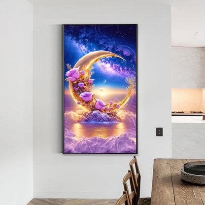 Sea Moon Rose - Full Square Drill Diamond Painting 40*70CM