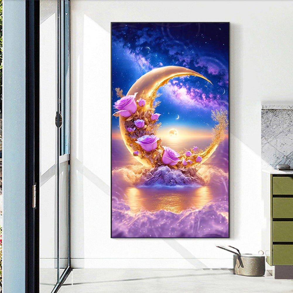 Sea Moon Rose - Full Square Drill Diamond Painting 40*70CM