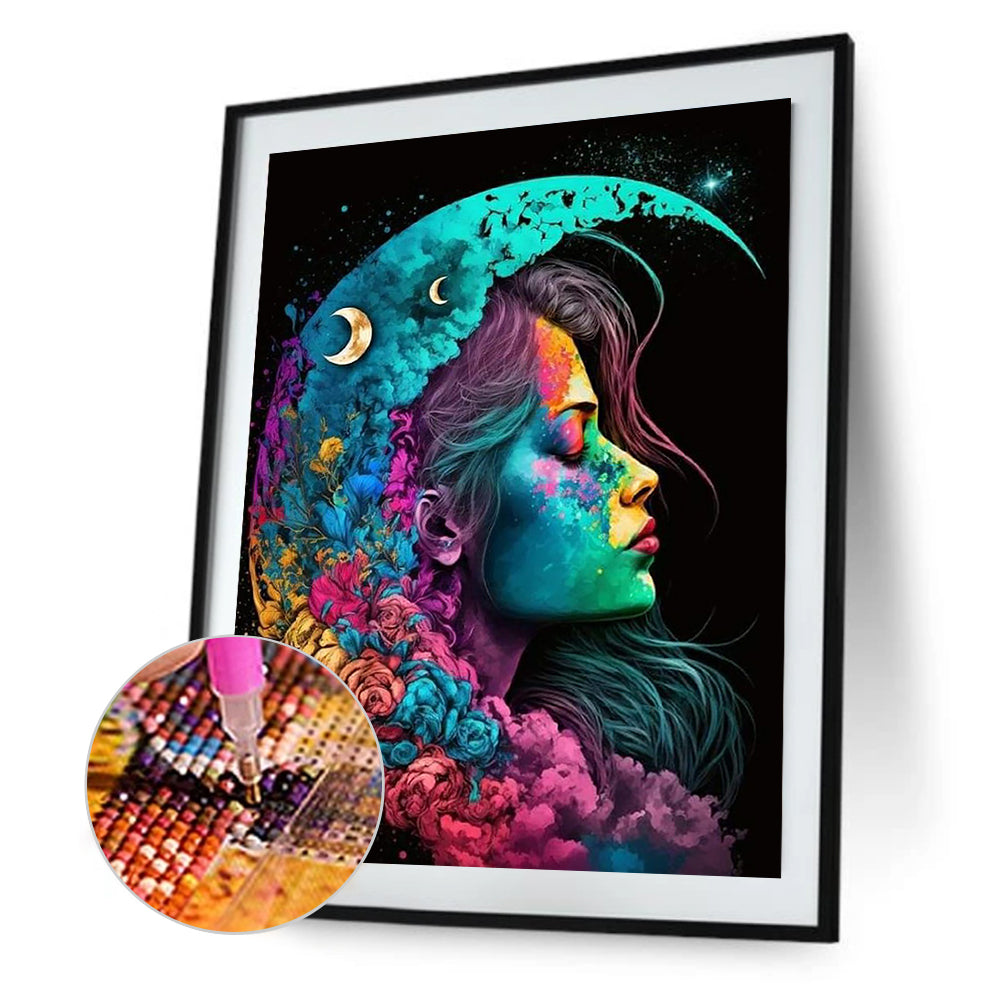 Personality Moon Girl 30*40Ccm(canvas) full round drill diamond painting