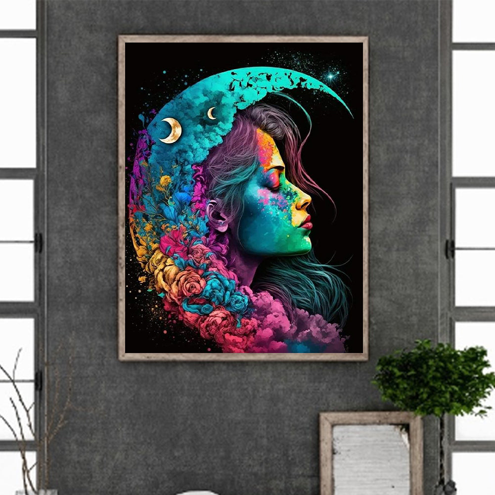 Personality Moon Girl 30*40Ccm(canvas) full round drill diamond painting