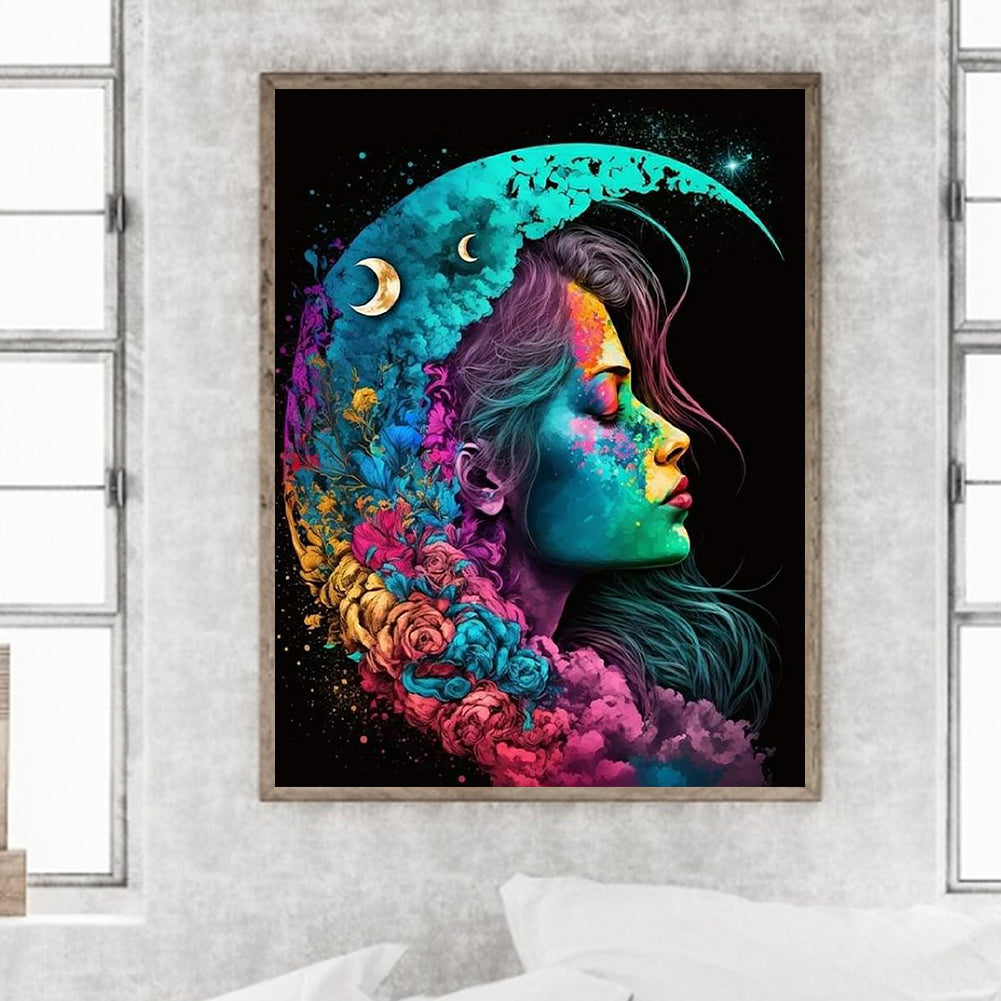 Personality Moon Girl 30*40Ccm(canvas) full round drill diamond painting