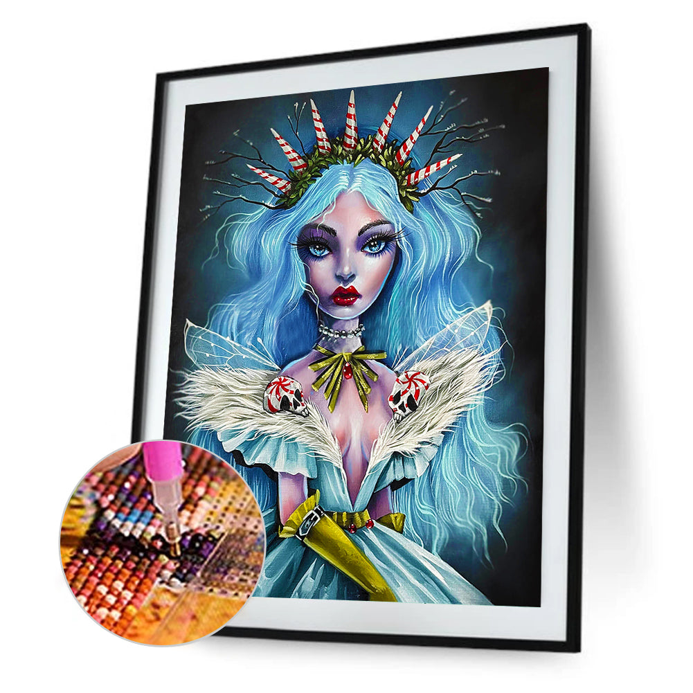 Gothic Makeup Girl 30*40Ccm(canvas) full round drill diamond painting