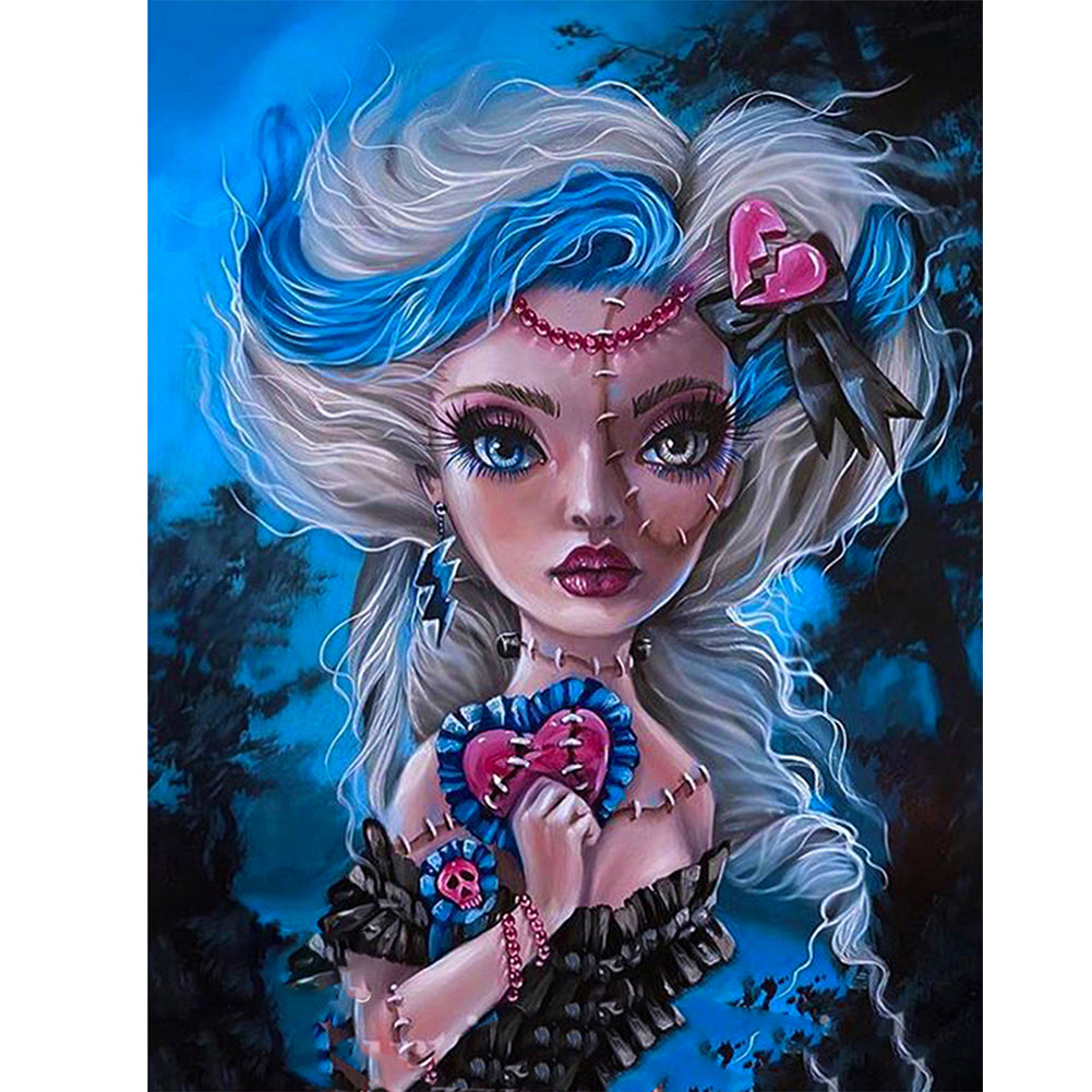 Gothic Makeup Girl 30*40Ccm(canvas) full round drill diamond painting