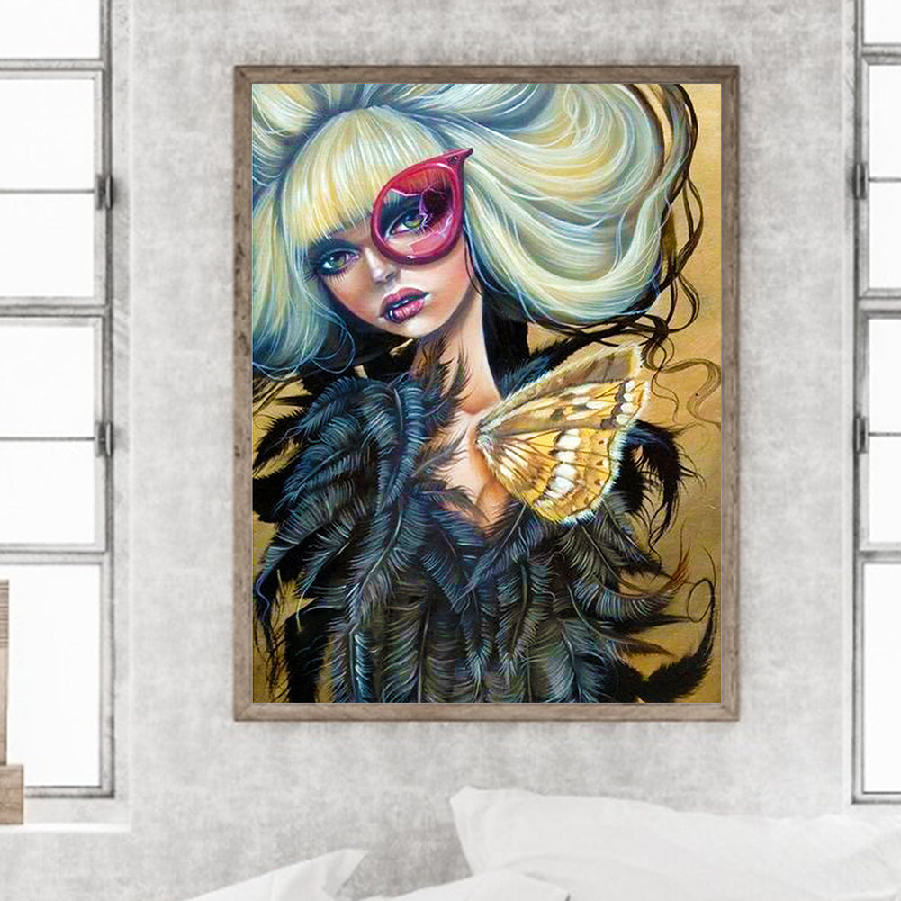 Gothic Makeup Girl 30*40Ccm(canvas) full round drill diamond painting