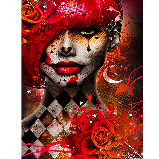 Gothic Makeup Girl 30*40Ccm(canvas) full round drill diamond painting