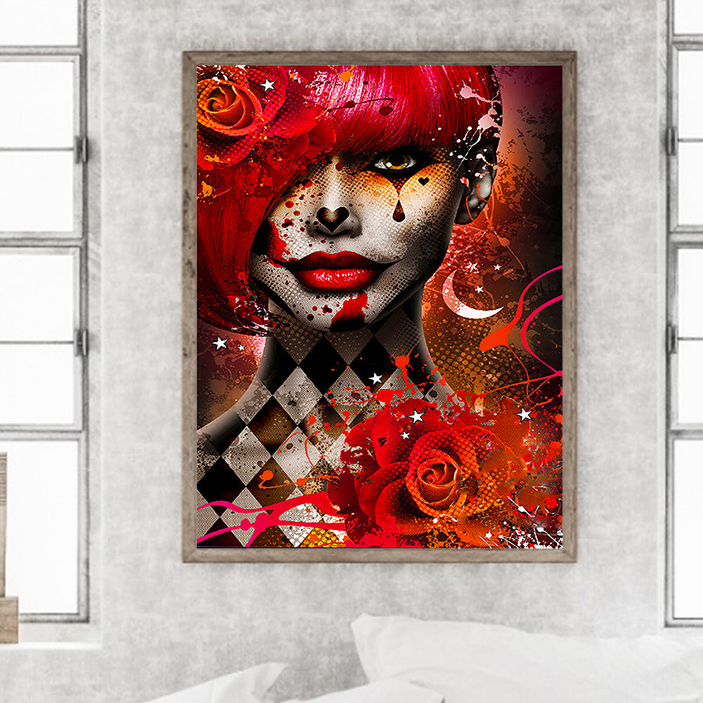 Gothic Makeup Girl 30*40Ccm(canvas) full round drill diamond painting