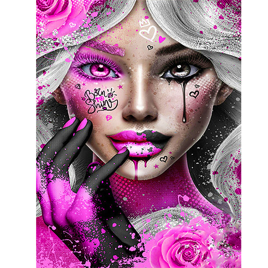 Gothic Makeup Girl 30*40Ccm(canvas) full round drill diamond painting