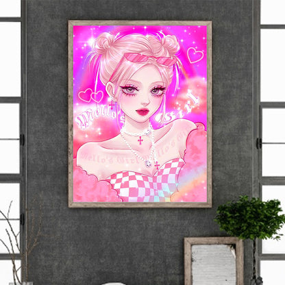 Pink Girl 30*40Ccm(canvas) full round drill diamond painting