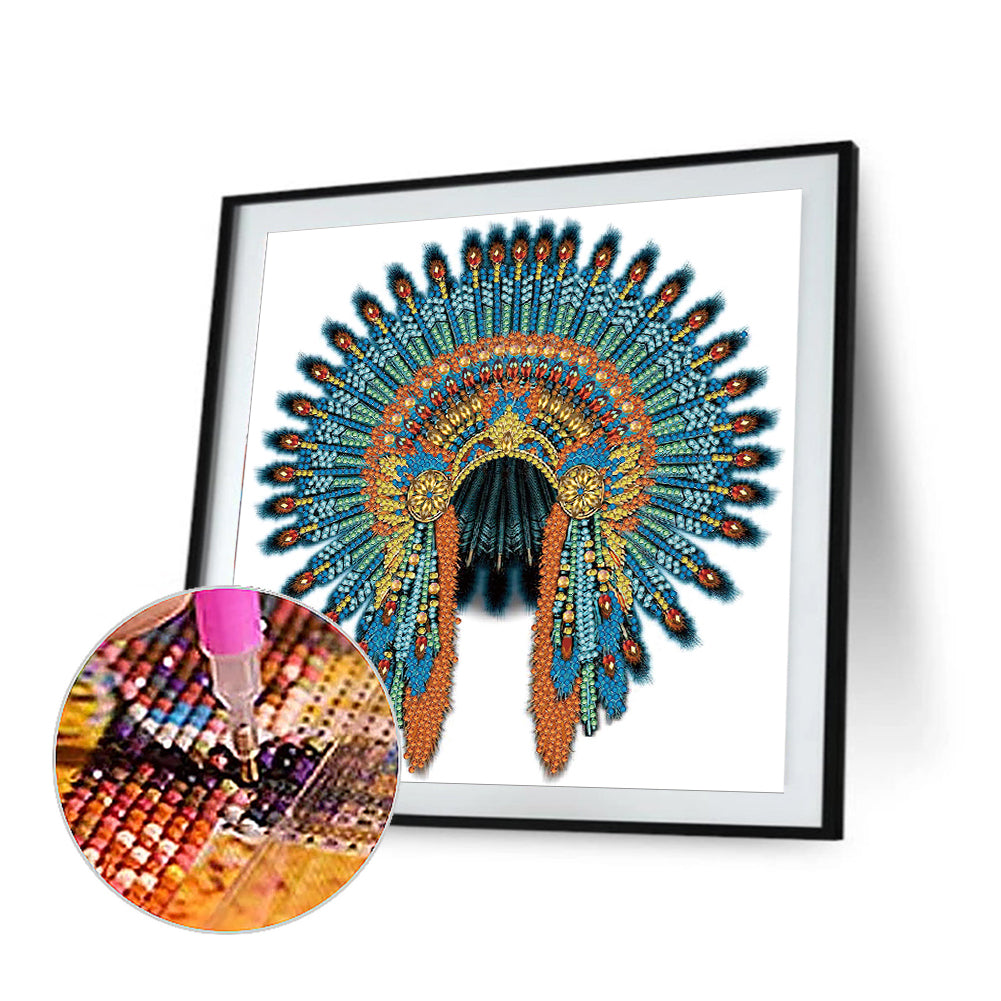 Native American War Hat-O630*30cm(canvas) -special shaped drill diamond painting