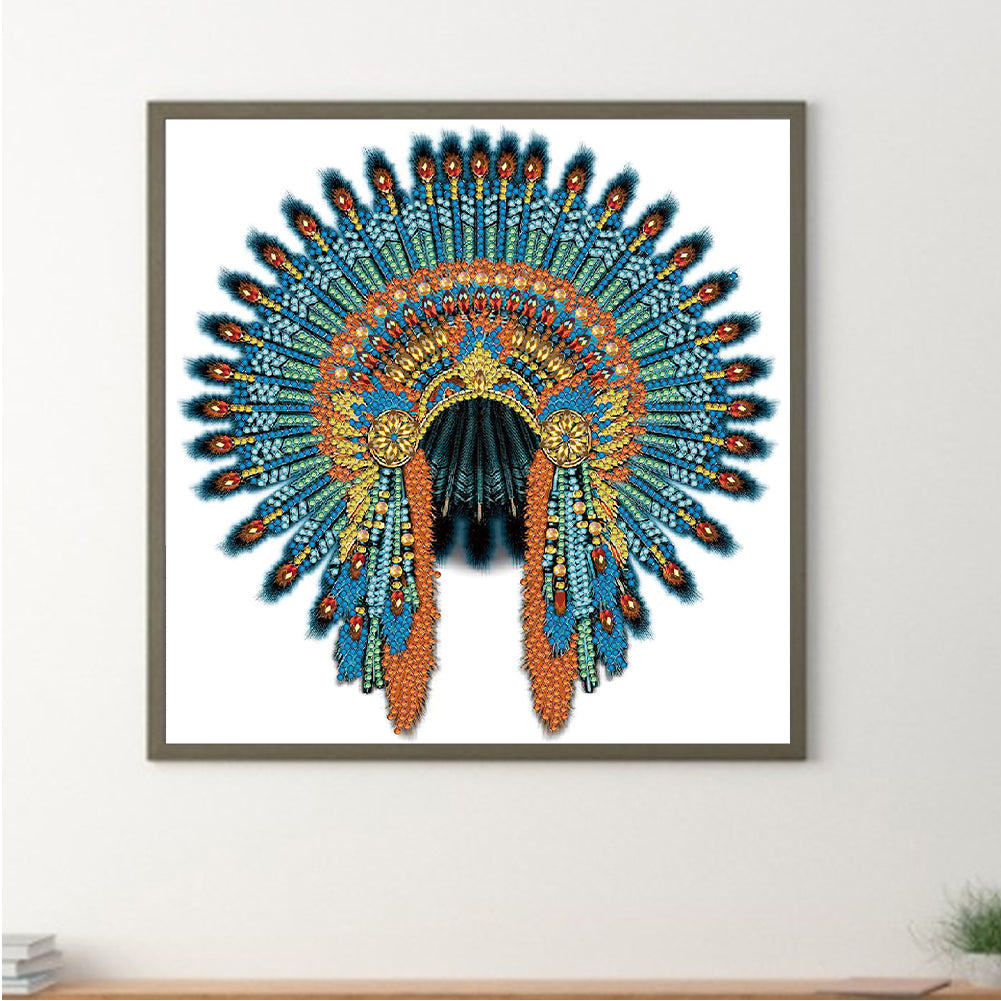 Native American War Hat-O630*30cm(canvas) -special shaped drill diamond painting