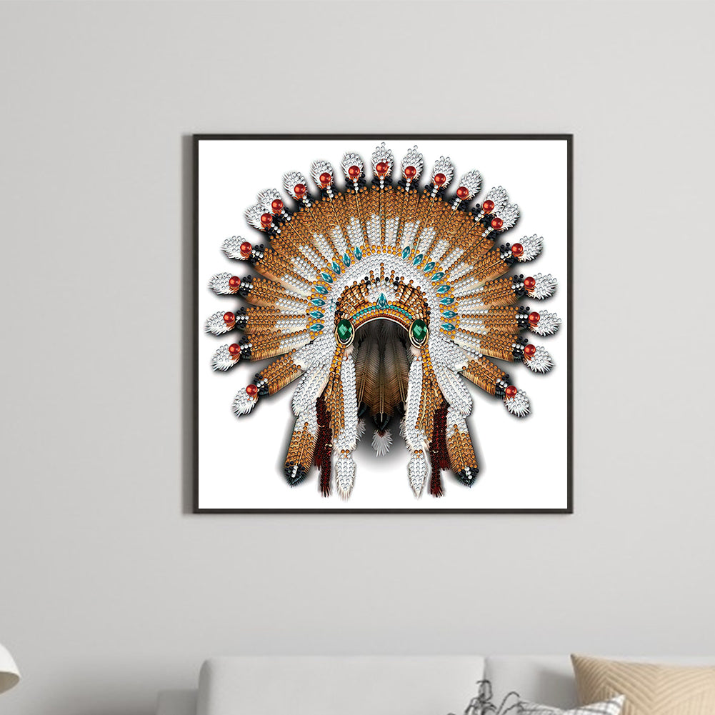 Native American War Hat - Special Shaped Drill Diamond Painting 30*30CM