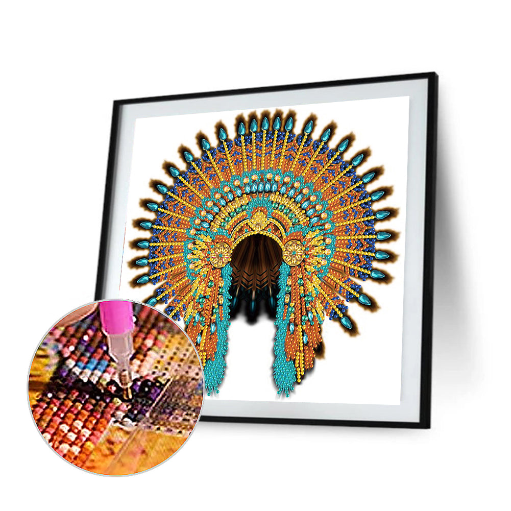 Native American War Hat - Special Shaped Drill Diamond Painting 30*30CM