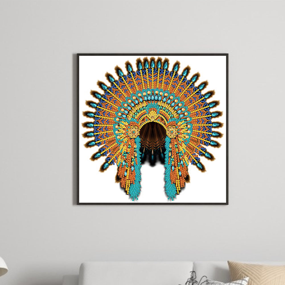 Native American War Hat - Special Shaped Drill Diamond Painting 30*30CM