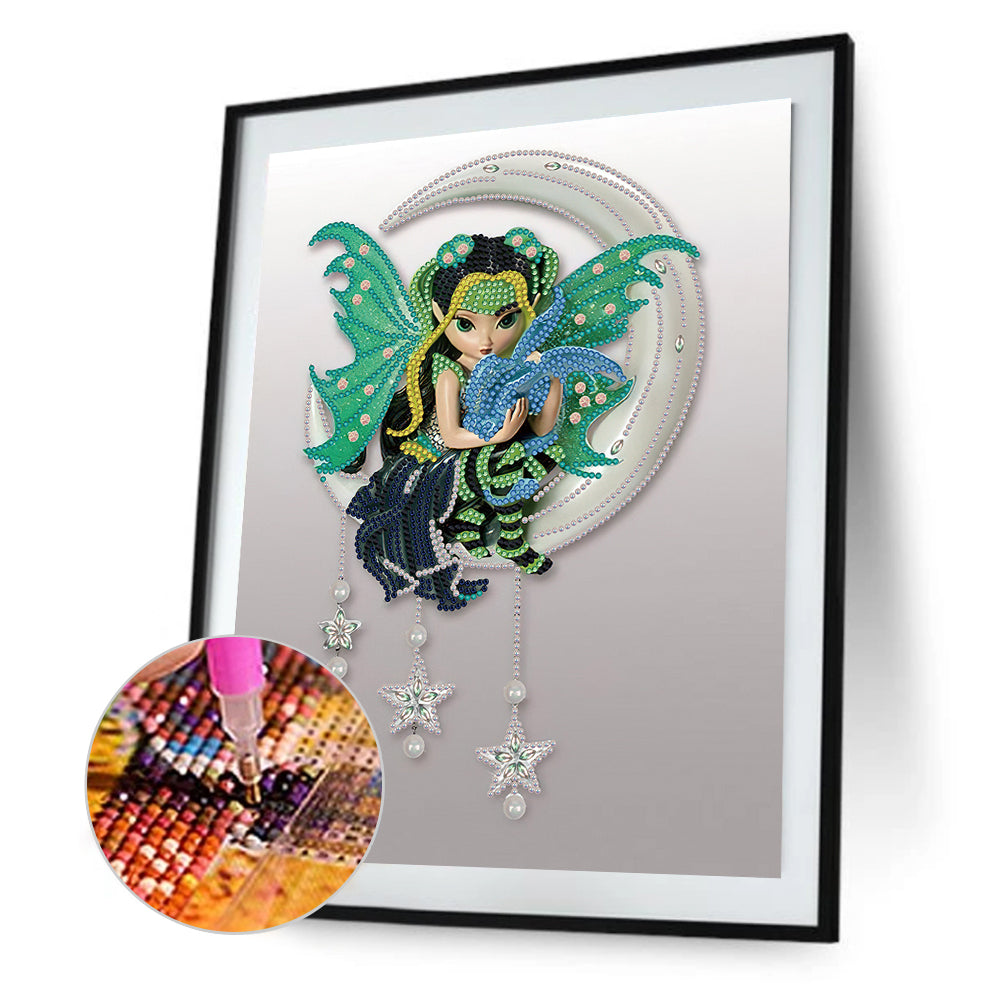 Moon Girl - Special Shaped Drill Diamond Painting 30*40CM