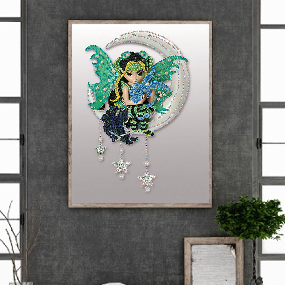 Moon Girl - Special Shaped Drill Diamond Painting 30*40CM