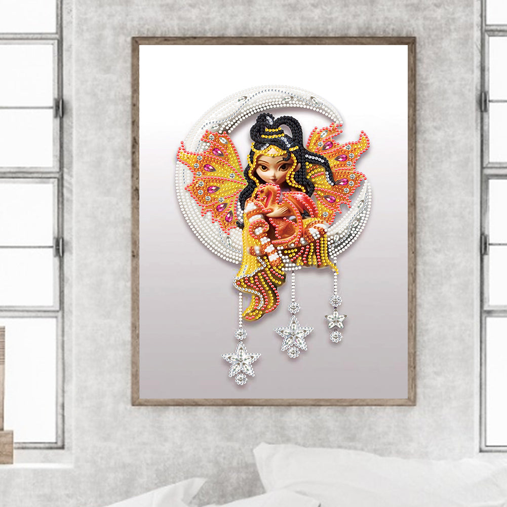 Moon Girl - Special Shaped Drill Diamond Painting 30*40CM