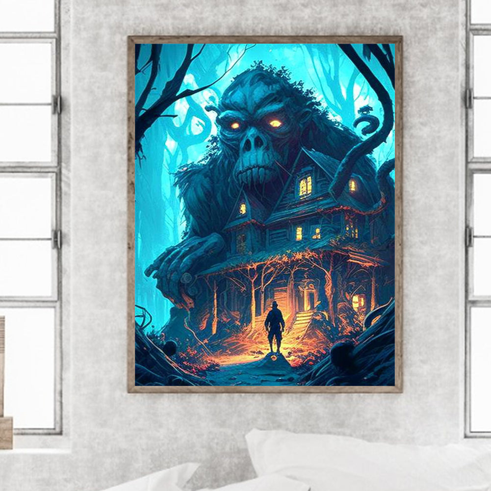Animal Haunted House - Monkey - Full Square Drill Diamond Painting 30*40CM