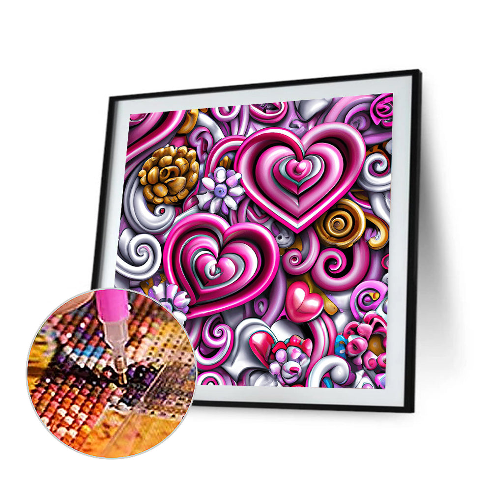 Colorful Hearts 50*50Ccm(canvas) full round drill diamond painting