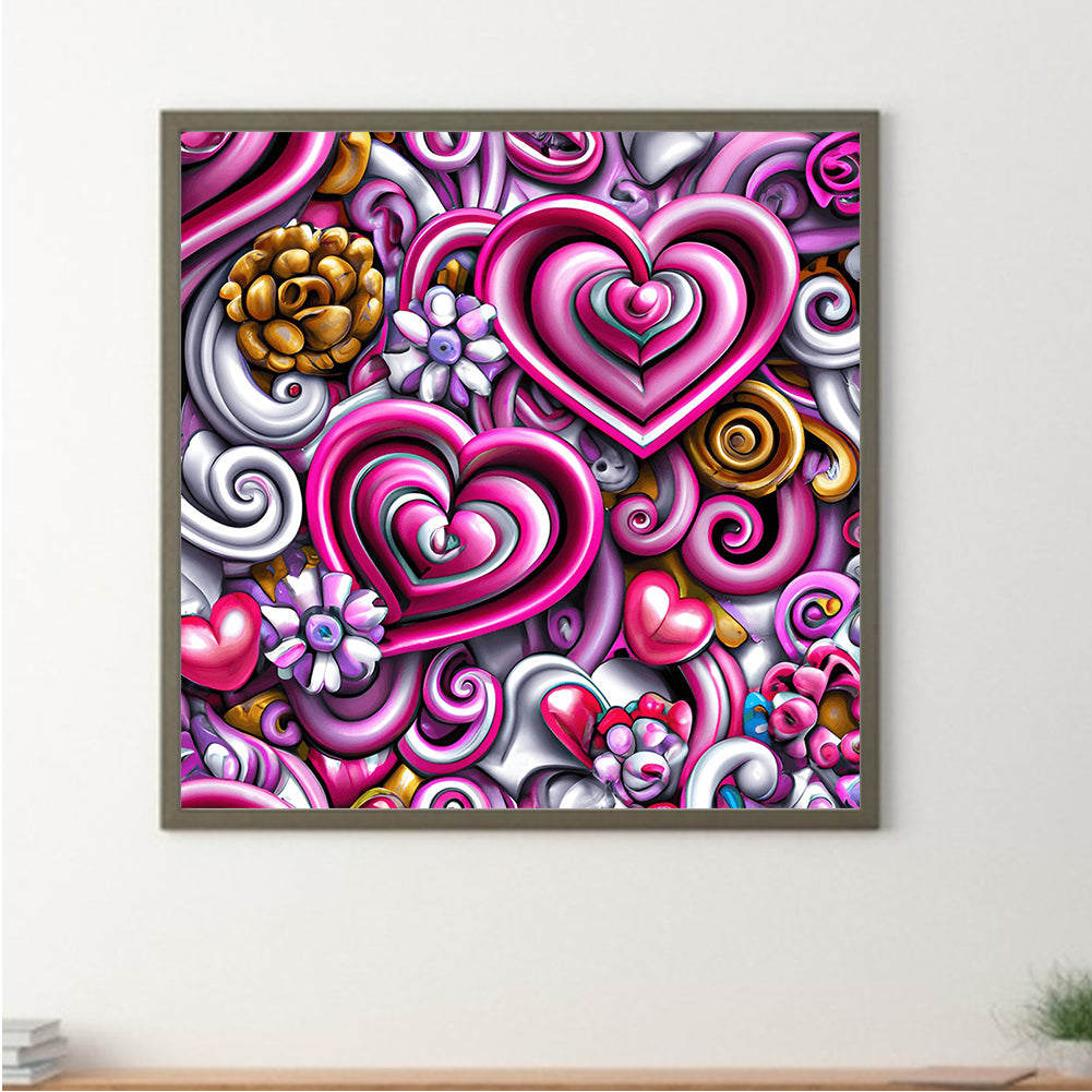 Colorful Hearts 50*50Ccm(canvas) full round drill diamond painting