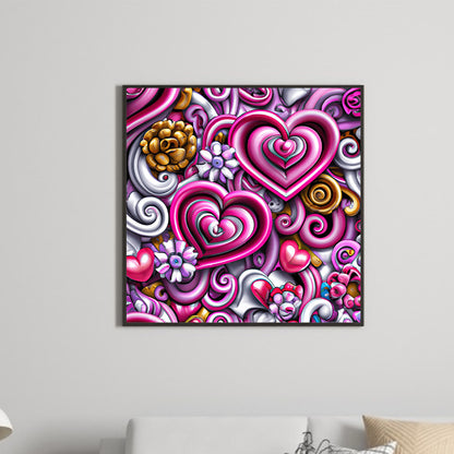 Colorful Hearts 50*50Ccm(canvas) full round drill diamond painting