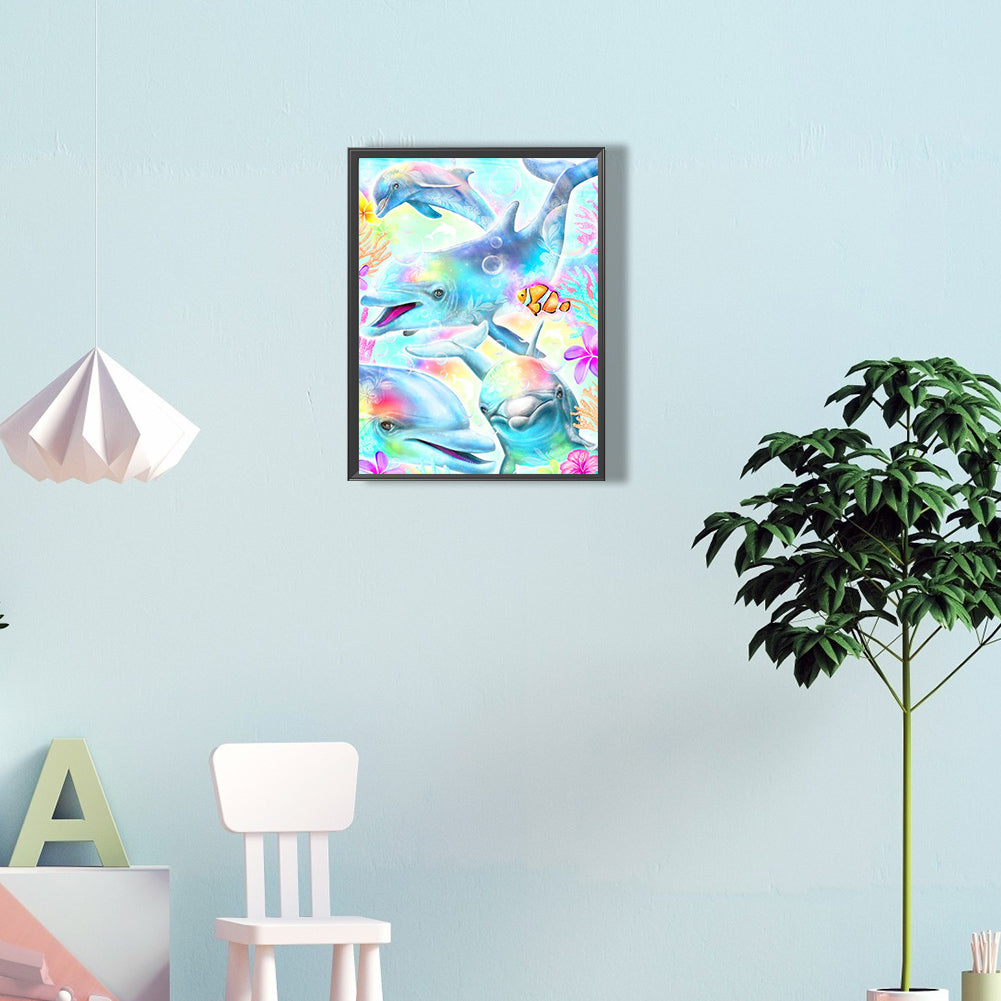 Dolphin - Full Round Drill Diamond Painting 30*40CM