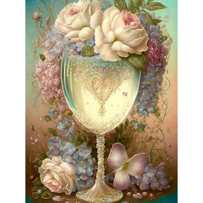 Flower Goblet - Full Round Drill Diamond Painting 30*40CM