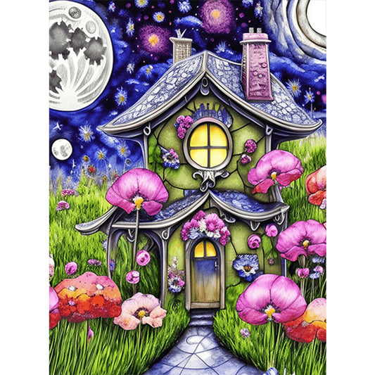 House At Night - Full Round Drill Diamond Painting 45*60CM