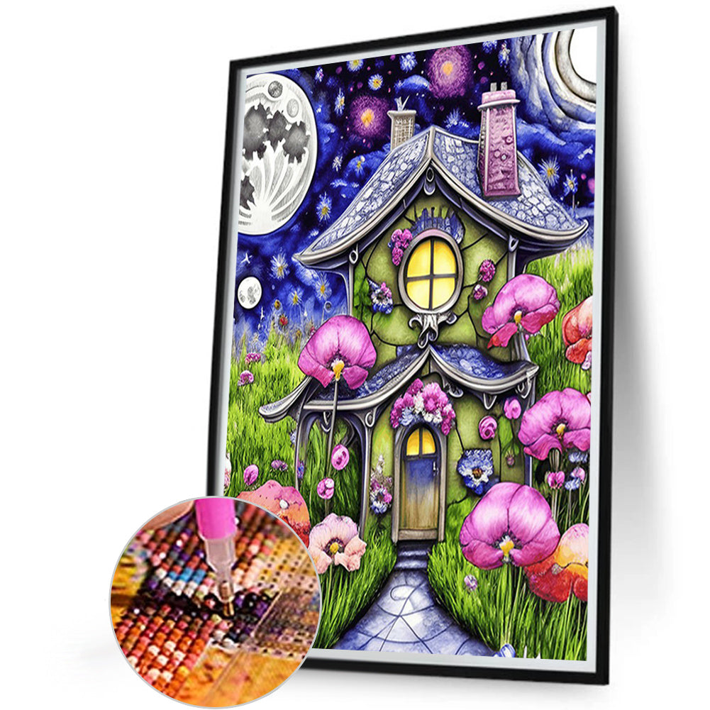 House At Night - Full Round Drill Diamond Painting 45*60CM