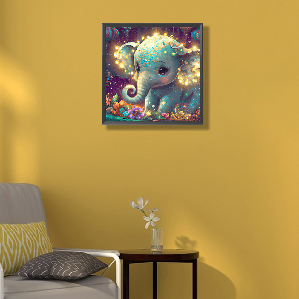 Glowing Elephant - Full Round Drill Diamond Painting 50*50CM