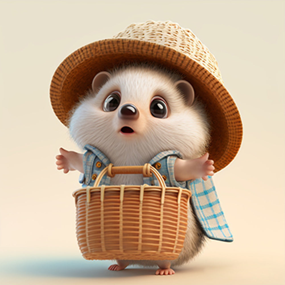 Little Hedgehog In Plaid Shirt-O630*30cm(canvas) full-round drill diamond painting