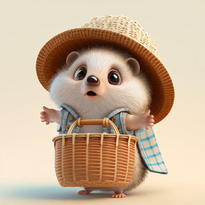 Little Hedgehog In Plaid Shirt-O630*30cm(canvas) full-round drill diamond painting