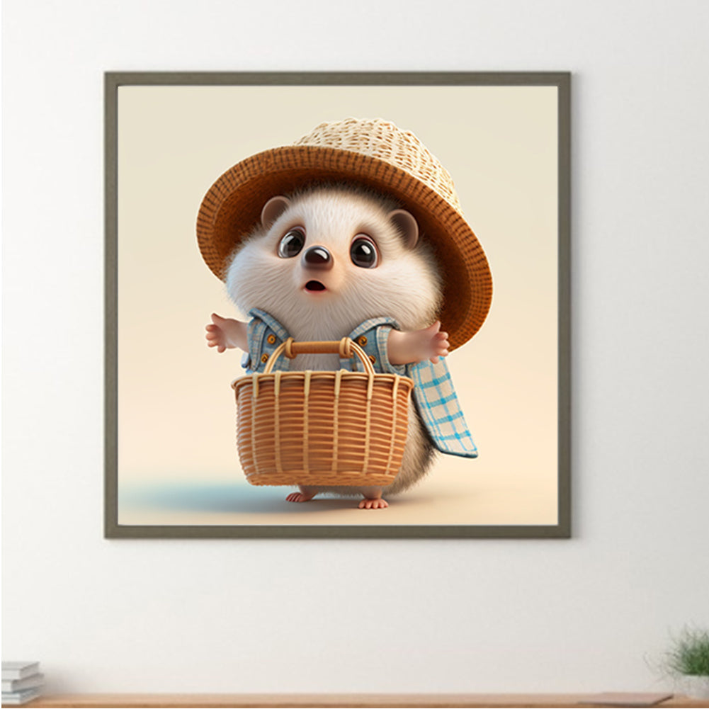 Little Hedgehog In Plaid Shirt-O630*30cm(canvas) full-round drill diamond painting
