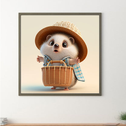 Little Hedgehog In Plaid Shirt-O630*30cm(canvas) full-round drill diamond painting